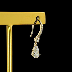 Vintage Lab Grown Pear Cut <b>Diamond</b> Drop <b>Dangle</b> <b>Earrings</b> with <b>Diamond</b> Accents 10K 14K 18K Gold 925 935 Silver Engagement Gift - Product Image 3