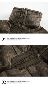 Chaqueta de Invierno para Hombre, Acolchada, con Cuello Alto, Cierre de Cremallera, Resistente al Viento, Corte Holgado Informal, Color Sólido, Relleno Grueso de Poliéster, Corta - Product Image 5