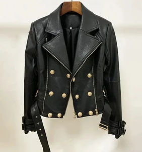 Veste en cuir élégante pour femmes High Street Biker, 100% cuir de haute qualité, matière en toile respirante, nouveau service OEM disponible - Product Image 1