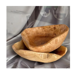 Bol de service en bois d'acacia naturel, écologique, pour fruits et salades, décoration rustique pour cuisine et table à manger - Product Image 1