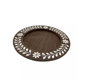 Bandeja árabe de madera de alta calidad con incrustaciones de nácar hechas a mano, decoración tradicional para servir en el hogar. - Product Image 4