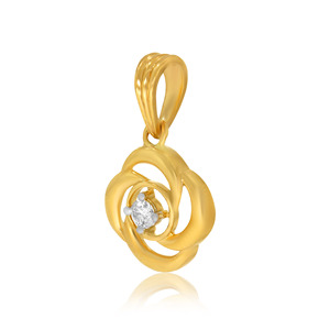 Pendentif en or jaune avec diamant rond taille brillant cultivé en laboratoire, style classique, pendentif à porter au quotidien - Product Image 2
