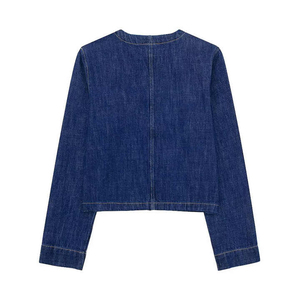 Women Denim Shirt Blouse Long Sleeve Button Jean <b>Top</b> Casual Regular Fit Blue Jacket Stylish Pocket Front Summer Denim Shirts - Product Image 2