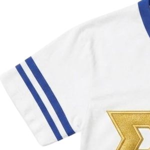 Camiseta Deportiva Azul de la Hermandad Sigma Gamma Rho para Mujer, con Apliques Bordados de Doble Costura, Letras Griegas, Personalizada - Product Image 3