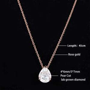 จี้เพชรทรงลูกแพร์เพาะเลี้ยงในห้องปฏิบัติการ ได้รับการรับรองจาก IGI  ตัวเรือนทองคำ โรสโกลด์ ไวท์โกลด์ หรือเงิน สี D-E-F ความใส VVS-VS พร้อมสายสร้อย - Product Image 6