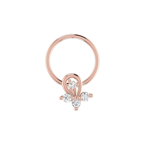 Women's 14K <b>Gold</b> Ethnic Piercing Jewelry Floral Curl Design <b>Nose</b> Pin with 0.055ct Natural Diamond - Product Image 2