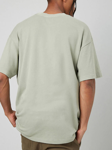 เสื้อยืดคอกลมแขนสั้นสีฟ้าอ่อนสำหรับผู้ชาย แห้งเร็ว ทรงปกติ สีพื้น ผ้าถักโพลีเอสเตอร์ สวมใส่สบาย - Product Image 5
