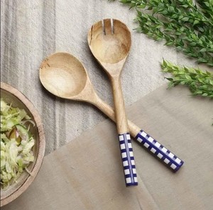 Wooden Salad Serving Spoon Set – Natural Wood <b>Fork</b> & Spoon Set for Kitchen, Dining & Eco-Friendly Tableware - Product Image 1