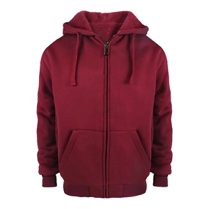 Sweat à capuche zippé pour homme, chaud et ample, en polaire, couleur unie, en polyester/coton, pour automne-hiver - Product Image 1