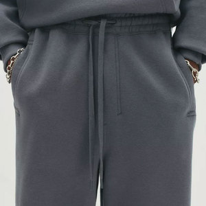 Ensemble de survêtement gris à capuche pour homme – Pantalon de jogging et sweat-shirt longs, couleur unie, coupe décontractée, poches latérales, fermeture à cordon - Product Image 5