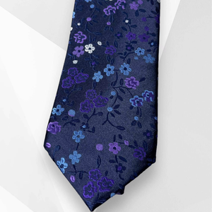 Corbata Ecológica Premium con Diseño Floral Azul |   Corbata de Diseño Jacquard 100% Poliéster para Hombre, Formal, de Negocios, Talla Personalizada, Accesorio - Product Image 2