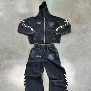 Conjunto de Sudadera con Capucha y Pantalones Deportivos Anchos de Estilo Urbano Vintage para Invierno, Personalizados con Impresión DTG, 100% Algodón, para Hombre - Product Image 1