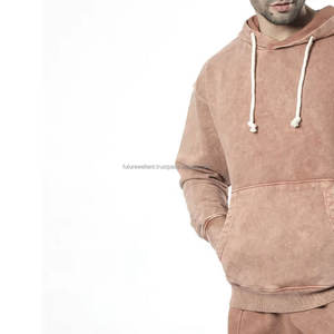 Sudadera con capucha con lavado ácido informal y enérgico para hombre, de gran tamaño Vintage sudaderas con capucha, chándales con capucha rasgada con lavado ácido, conjunto de 2 piezas - Product Image 6