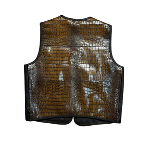 Chaleco de Motocicleta de Cuero Genuino Negro para Invierno, Acolchado, Sin Mangas, con Cierre, Resistente al Viento, para Hombre, Bordado Personalizado - Product Image 2