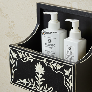 ชั้นวางของในห้องน้ำแบบมินิมอลสีดำลายกระดูก – โซลูชันการจัดเก็บติดผนังสุดหรู ชั้นวางของในห้องน้ำลายกระดูกสีดำดีไซน์เนอร์ - Product Image 3