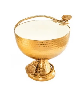 <b>Large</b> Size Metal Serving Bowl Artistic Pattern Work Disposable Dishwasher <b>Safe</b> Eco-Friendly for Festive Table Setup Luxurious - Product Image 1