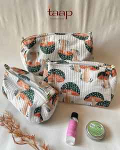 Ensemble de trousses de maquillage et de toilette professionnelles en coton matelassé, imprimé floral indien au bloc, fait main, avec fermeture éclair, imperméables, pour femme - Product Image 4