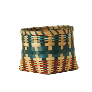 Eco-Friendly Handwoven Tricolor <b>Bamboo</b> Storage Basket Square Base Open Top <b>Planter</b> <b>Pot</b> Cover Desktop Organizer Wholesale - Product Image 5