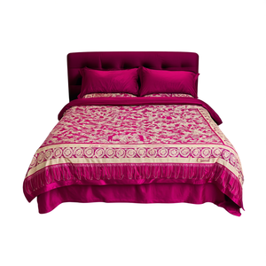Grand Gulab 8-Piece Premium Wedding Bedding Set 200TC Fitted Sheet and <b>Bed</b> <b>Covers</b> King Size-for Home or Hotel Gift - Product Image 2