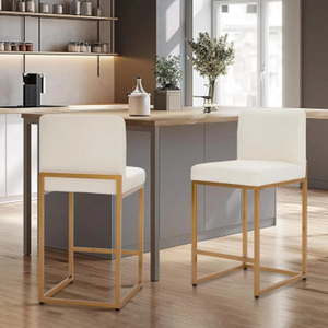 Metal <b>Bar</b> Chairs, Indoor <b>Outdoor</b>, Stackable, Matte White Leather <b>Bar</b> Chair Counter Height <b>Bar</b> Chair <b>Set</b> Of 2 - Product Image 2
