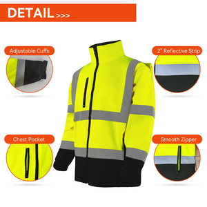 Ultra Bright High Vis Safety Jacket Reflective Stripe Lightweight Fabric Site Supervisor Vest Construction Security Work Apparel - Product Image 1