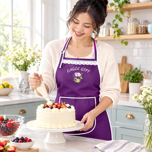 Wholesale Fashionable Sleeveless Kitchen Cooking Apron Cute Lace Trim Washable Cotton Chef Workwear Aprons for Women Kids Adults - Product Image 5