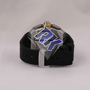 Montre-bracelet de luxe au design unique avec diamants Moissanite pour homme, montre de mode avec boîtier en acier inoxydable et bracelet réglable - Product Image 2