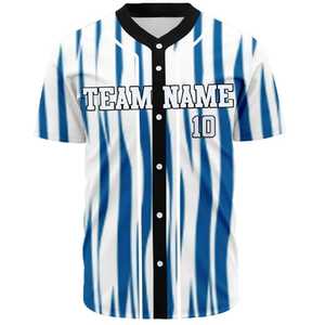 Camiseta de Béisbol Roja para Hombre, Manga Corta, con Nombre del Equipo Estampado, Transpirable, de Poliéster, Ropa Deportiva, Logotipo Frontal, Botones, Diseño a Rayas - Product Image 6