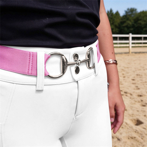 Culotte d'équitation pour femme en polyester élasthanne haute élasticité, séchage rapide, avec fermeture auto-agrippante, deux poches, taille haute - Product Image 6