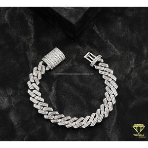 Designer Cuban Link Bracelet with Baguette CutLab Grown Stones and High-End Statement Jewelry Styling - Product Image 5