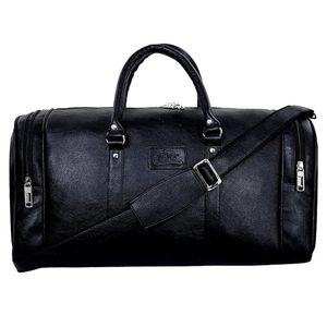 Sac de voyage unisexe vintage en cuir véritable, forme tonneau, avec fermeture éclair, grande capacité, design léger et logo personnalisé - Product Image 1