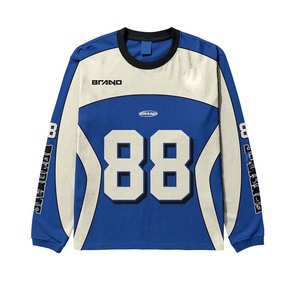 Men's long sleeve shirt polyester cotton blend panel design heat transfer <b>logo</b> 100% cotton T-shirt for men loose fit printed - Product Image 1