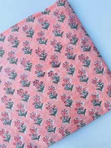 Tissu imprimé au bloc, écologique, motif floral, poids moyen, pur coton, tissu doux pour la décoration intérieure, les sacs, les housses - Product Image 3