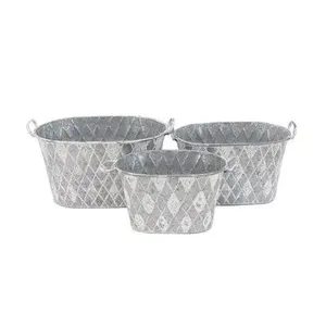 Jardinière décorative galvanisée pour l'intérieur ou l'extérieur avec poignées vintage pour arrangements floraux dans les cuisines, les salons et les patios - Product Image 6