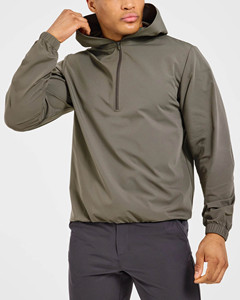 OEM Custom Logo Deep Woodland <b>Half</b> <b>Zip</b> Windbreaker <b>Men's</b> <b>Jackets</b> Breathable Lightweight Nylon Fabric Waterproof <b>Jacket</b> For <b>Men</b> - Product Image 6