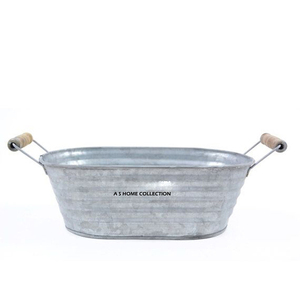 Article le plus vendu : Seau de Noël en métal galvanisé vierge pour sublimation, avec poignée en bois, formes ovales - Product Image 1