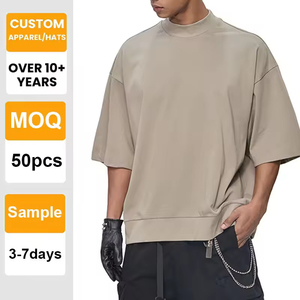 เสื้อยืดคุณภาพสูง ทรงหลวม ไหล่ตก ผ้าคอตตอน 100% สำหรับขายส่ง พิมพ์ลาย ปักลาย เสื้อยืดผู้ชาย ทรงบ็อกซี่ - Product Image 5