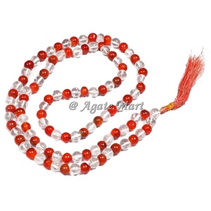 Beautiful Natural Crystal Carnelian Mala Natural Crystal Stone 8 mm 108 <b>Beads</b> Jap Mala for <b>Meditation</b> Pooja Chantinga - Product Image 1