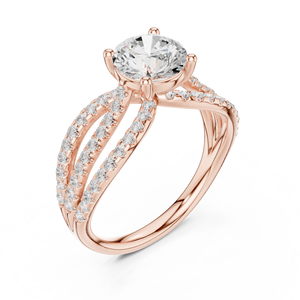 Bague de fiançailles à triple sangle en moissanite taille ronde – Bague multi-brins en argent sterling plaqué or rose 14 carats - Product Image 3