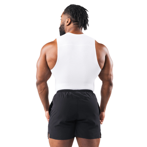 Débardeur de compression sans manches pour homme, coupe ajustée, pour entraînement sportif, sous-vêtement technique blanc - Product Image 4