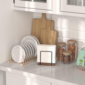 Napkin Holder for <b>Table</b> Iron Standing Napkin Dispenser for <b>Dining</b> <b>Table</b> Farmhouse <b>Rustic</b> <b>Wood</b> Holders Room Decor Black & Brown - Product Image 2