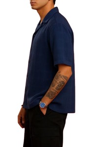 Chemise boutonnée pour homme sur mesure, manches courtes, coton, décontractée, prix de gros pour marque privée - Product Image 3