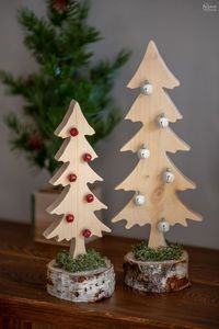 Décoration de table minimaliste en bois pour arbre de Noël, pour intérieur moderne, fêtes de fin d'année et célébrations hivernales - Product Image 4