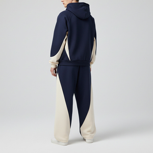 Ensemble sweat à capuche imprimé et pantalon de survêtement décontracté mi-lourd de qualité supérieure, style streetwear ample à jambe large, 100% coton, idéal pour l'hiver - Product Image 4