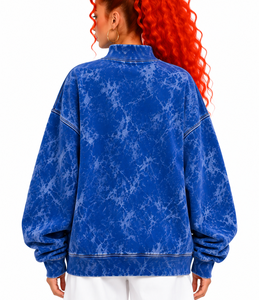 Sweat-shirt surdimensionné à col montant pour femme OEM, en molleton de coton épais, lavage personnalisé, style streetwear hiver - Product Image 4