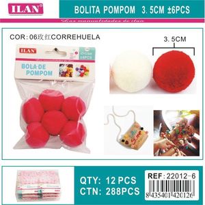 Palline Pompon ILAN 3,5 cm Rosse per Decorazioni Artigianali e Progetti Fai-da-Te - Product Image 3