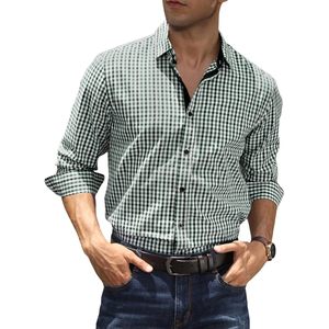 2025 camisas de vestir informales a cuadros para hombre 100% algodón con botones de manga larga de ajuste Regular camisas formales de negocios en tallas XL 6XL - Product Image 2