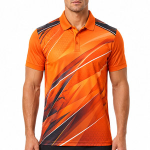 Export Quality Orange Stripe Polo Shirt Breathable Lightweight Fabric <b>Classic</b> Collar Short Sleeve Active Lifestyle Wear - Product Image 1
