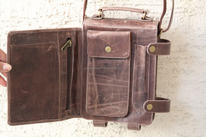 New Genuine Cow Leather <b>Crossbody</b> <b>Bag</b> with Several Compartments & Cell <b>Phone</b> Holder Hand Stitched Leather Sling <b>Bags</b> for Unisex - Product Image 4