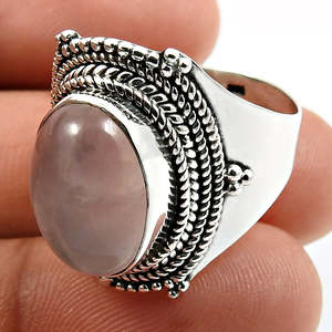 Gorgeous Oval Shape Natural Rose <b>Quartz</b> Gemstone <b>Ring</b> Solid 925 Sterling Silver Handmade Bohemian <b>Ring</b> Jewelry For Wholesaler - Product Image 2